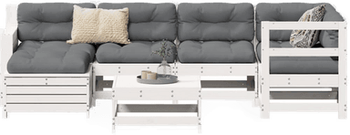 Vidaxl Hagesofasett 7 deler hvit