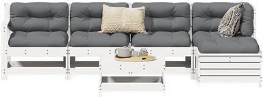 Vidaxl Hagesofasett 6 deler hvit