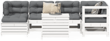 Vidaxl Hagesofasett 7 deler hvit