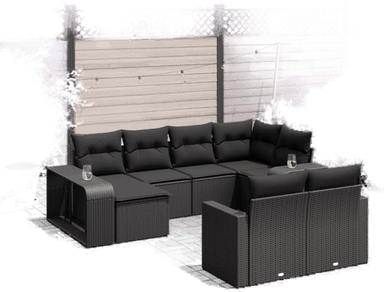 Vidaxl Hagesofasett 10 deler svart