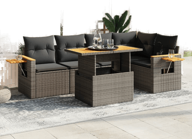 Vidaxl Hagesofagruppe 6 deler grå