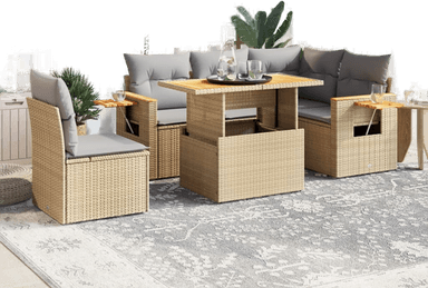 Vidaxl Hagesofagruppe 6 deler beige