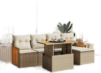 Vidaxl Hagesofagruppe 6 deler beige