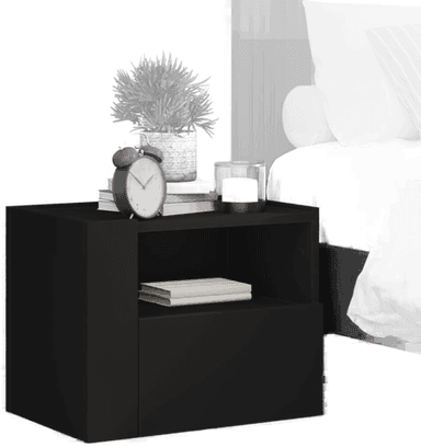 Vidaxl Veggmontert nattbord svart