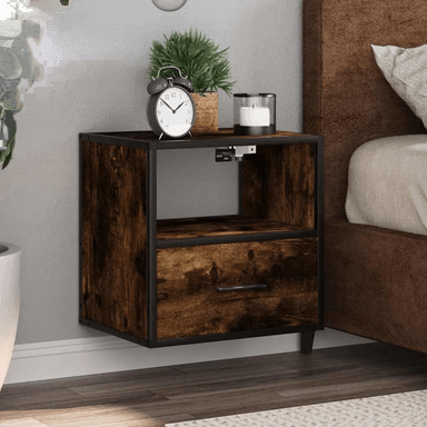 Vidaxl Veggmontert nattbord røkt eik