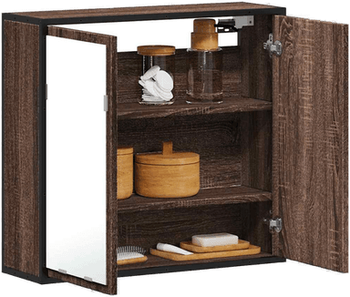 Vidaxl Baderomsskap med speil brun eik 65x20 cm