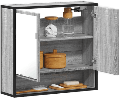 Vidaxl Baderomsskap med speil grå sonoma