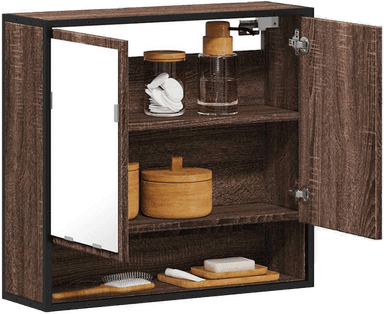 Vidaxl Baderomsskap med speil brun eik 65x20x60 cm