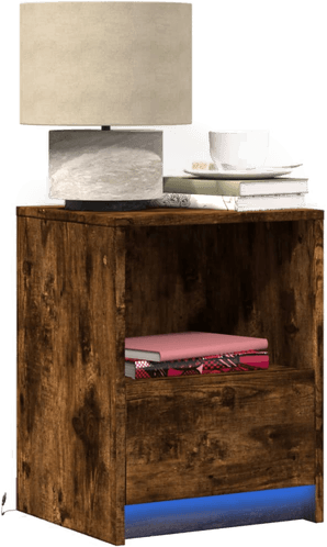 Vidaxl Nattbord med LED røkt eik