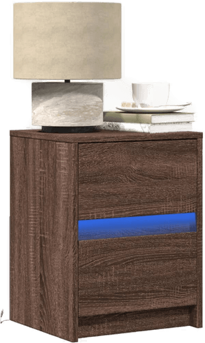 Vidaxl Nattbord med LED 2 stk brun eik