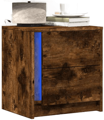 Vidaxl Nattbord med LED 2 stk røkt eik