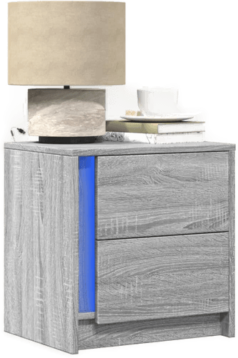 Vidaxl Nattbord med LED grå sonoma