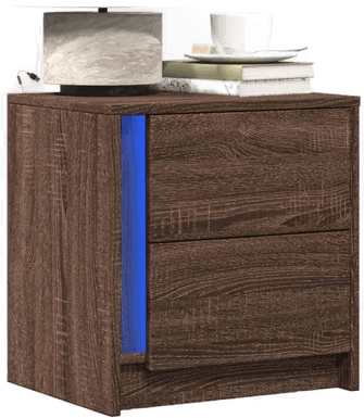 Vidaxl Nattbord med LED 2 stk brun eik