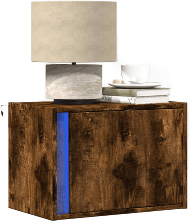 Vidaxl Vegghengte nattbord med LED-lys