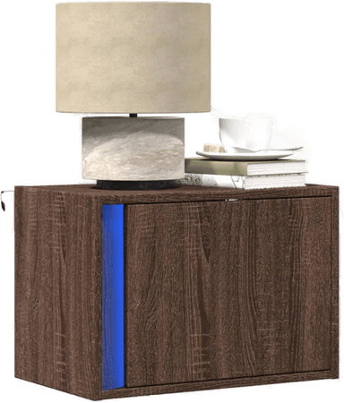 Vidaxl Vegghengte nattbord med LED-lys