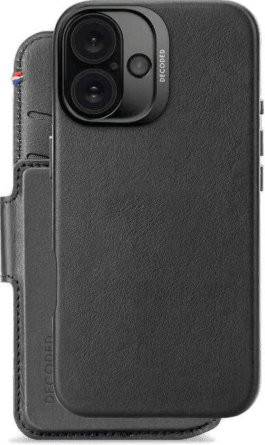 Decoded Leather Detachable Wallet iPhone 16 Svart