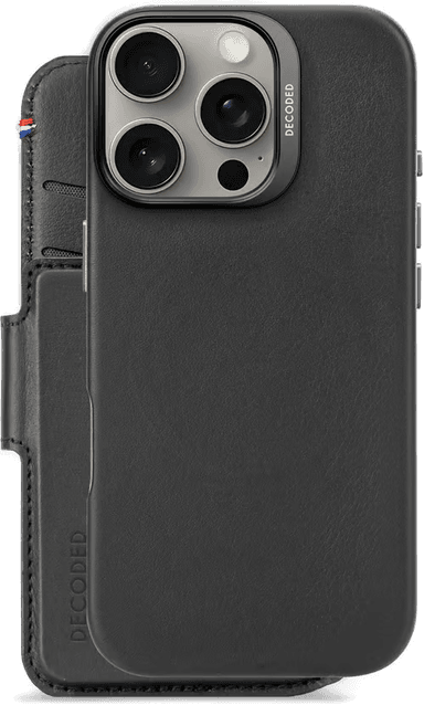 Decoded Leather Detachable Wallet iPhone 16 Pro Svart