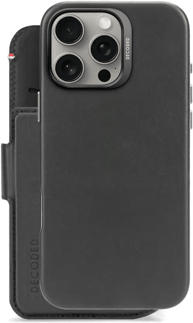 Decoded Leather Detachable Wallet iPhone 16 Pro Max Svart