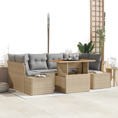 vidaXL Hage Spisegruppe 7 pcs Beige og grå