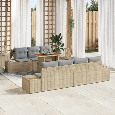 Vidaxl Hage Spisegruppe 8 pcs Beige og grå