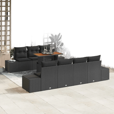 Vidaxl Hage Spisegruppe 8 pcs Svart og Brun