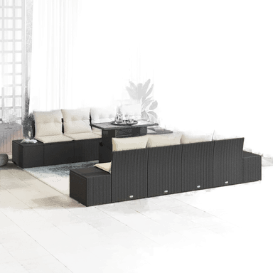 Vidaxl Hage Spisegruppe 9 pcs Svart og krem