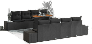 Vidaxl Hage Spisegruppe 9 pcs Svart og Brun