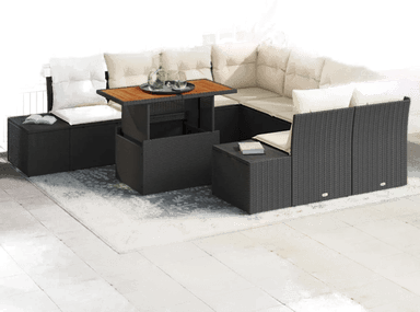 Vidaxl Hage Spisegruppe 9 pcs Svart og krem