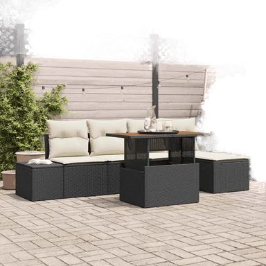 Vidaxl Hage Spisegruppe 6 pcs Svart og krem