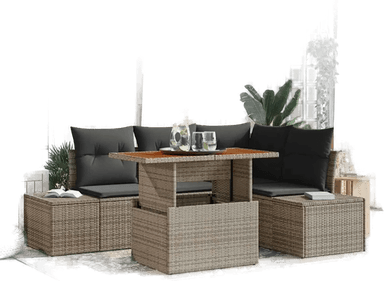 Vidaxl Hagesofa Set 5 pcs Grå og Brun
