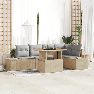 Vidaxl Hage Spisegruppe 6 pcs Beige og grå