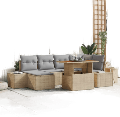 Vidaxl Hage Spisegruppe 7 pcs Beige og grå