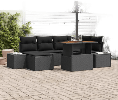 Vidaxl Hage Spisegruppe 7 pcs Svart og Brun