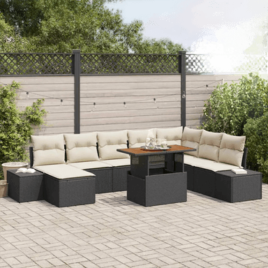 Vidaxl Hage Spisegruppe 9 pcs Svart og krem