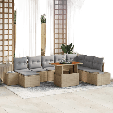 Vidaxl Hage Spisegruppe 9 pcs Beige og grå