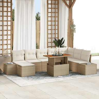 Vidaxl Hage Spisegruppe 9 pcs Beige og krem