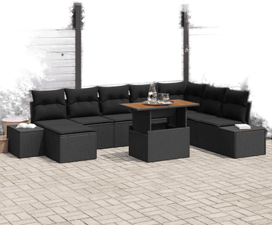 Vidaxl Hage Spisegruppe 9 pcs Svart og Brun