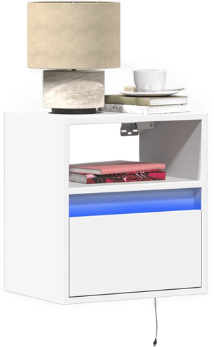 Vidaxl Vegghengte nattbord med LED-lys