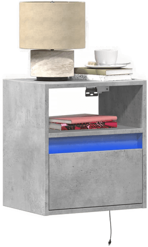 Vidaxl Vegghengt nattbord med LED-lys