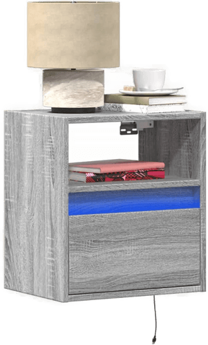 Vidaxl Vegghengt nattbord med LED-lys