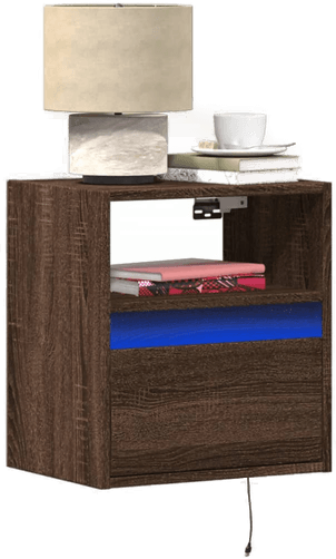 Vidaxl Vegghengte nattbord med LED-lys