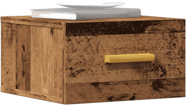 Vidaxl Veggmontert nattbord gammelt tre