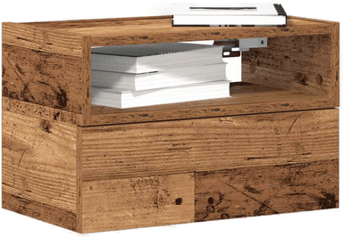 Vidaxl Veggmontert nattbord gammelt tre