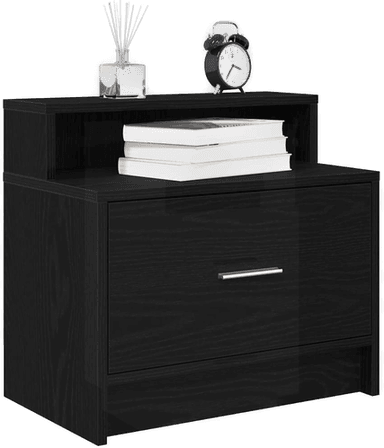 Vidaxl Nattbord svart eik 51x31 cm