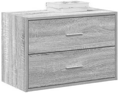 Vidaxl Skap med 2 skuffer grå eik