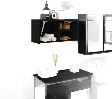 Vidaxl Veggskap Baderom Svart 60x25x30 cm