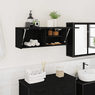 Vidaxl Veggskap Baderom Svart 80x25x30 cm