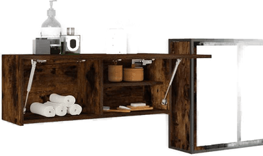 Vidaxl Veggskap baderom røkt eik 80x25 cm