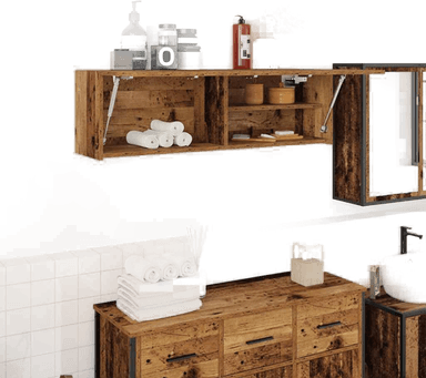 Vidaxl Veggskap gammelt tre 100x25x30 cm