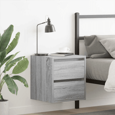 Vidaxl Veggmonterte nattbord 2 stk grå 38x34x40 cm